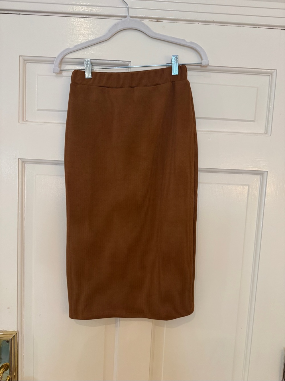 Women's Brown Ribbed Pencil Skirt